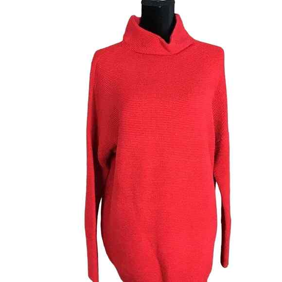 RDI Womens XL Sweater Red Ribbed Turtleneck Pullover Long Sleeve Soft Knit - Picture 12 of 14